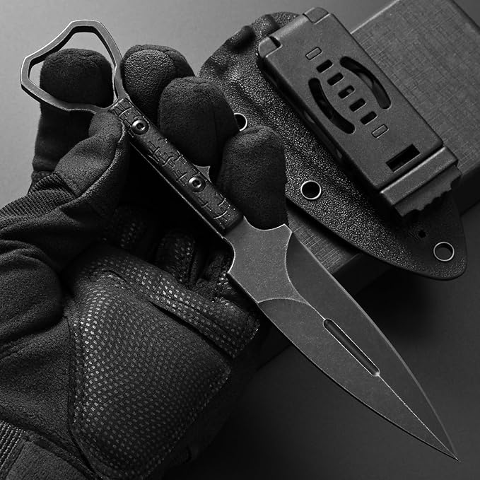C1345 Fixed Blade Knife K110 Steel Blade G10 Handle EDC Tool Knifes for Outdoor Camping Survival Hiking Hunting(Black)