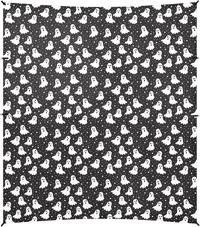 ALAZA Ghost Polka Dots Beach Tent Sun Shelter UPF50+ Protection Beach Shade Canopy w/ 4 Sandbags for Outdoor Camping Fishing Backyard Fun Picnic 10x9 ft