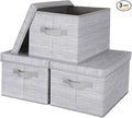 WUIKE Storage Bins with Lids Collapsible Stackable Storage Bins with Handles Clothing Storage Containers for Closet Fabric Shelf Baskets Large Light Gray/Slub Gray 3-Pack