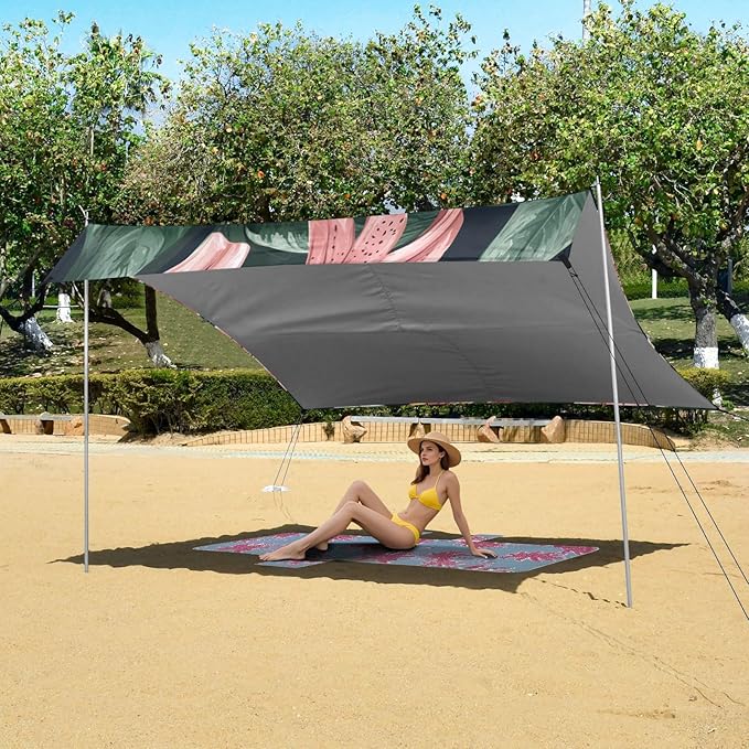 ALAZA Lily Flowers and Leaves Beach Tent Sun Shelter Portable Canopy Sunshade for Outdoor Camping Picnics Backyard Fun 10x9 ft