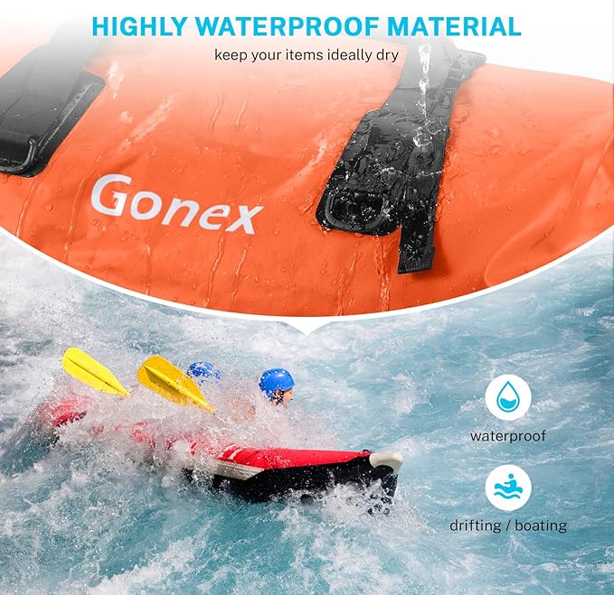 Gonex 40L 60L 80L Extra Large Waterproof Duffle Travel Dry Duffel Bag Heavy Duty Bag with Durable Straps &amp Handles for Kayaking Paddleboarding Boating Rafting Fishing