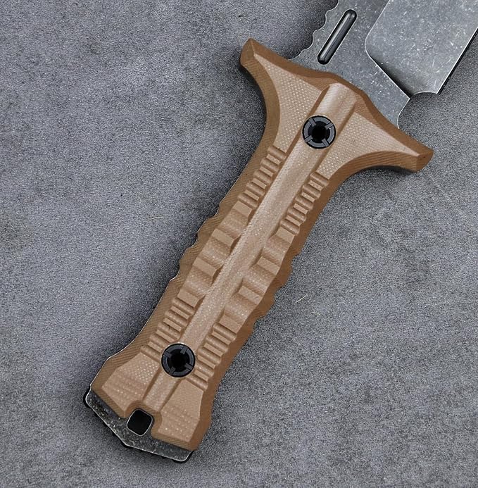 Dragon 12.8 Inch Sleipner Steel Full Tang Fixed BladeOutdoor Camping Tactics KnifeSatin PolishingG10 Handle with leggings Kydex Sheath (Brown handle black blade)