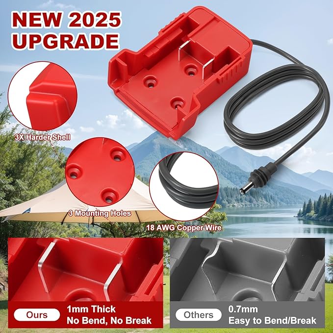 Starlink Mini Battery Adapter Compatible with Milwaukee M18 Starlink Mini Power Cable for 18V Battery 3.2FT 18AWG Battery Adapter DC Power Cable