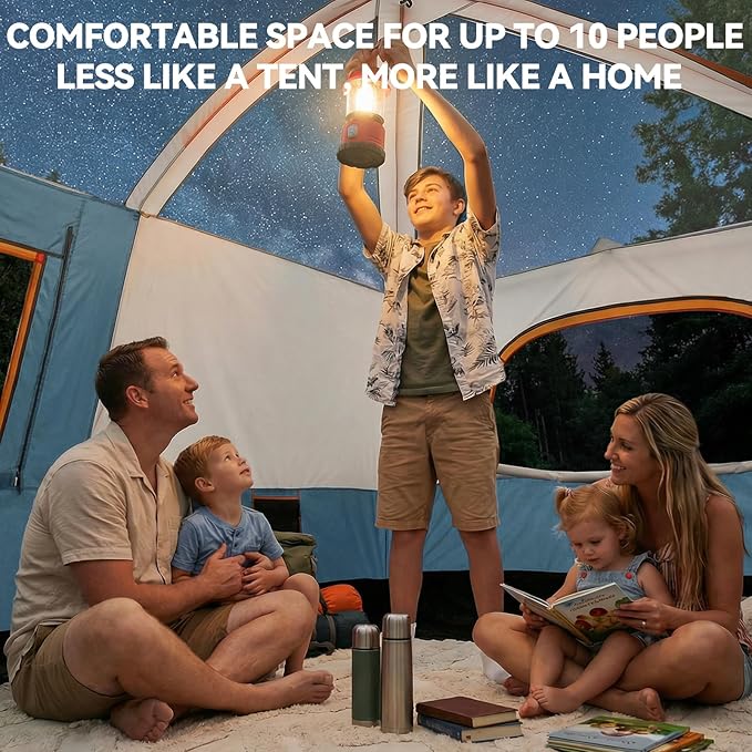 COBIZI 4-6-8-10 Person Camping Tent Spacious Family Tents for Camping Ideal Hiking 3500mm Waterproof Double-Layer Windproof Tent for Hiking &amp Backpacking