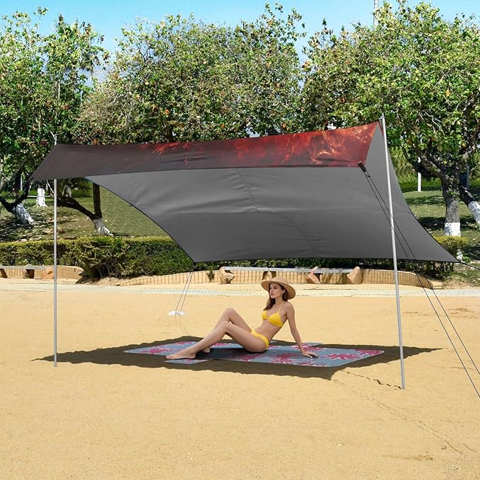 ALAZA Football Water Fire Beach Tent Sun Shelter Portable Canopy Sunshade for Outdoor Camping Picnics Backyard Fun 10x9 ft