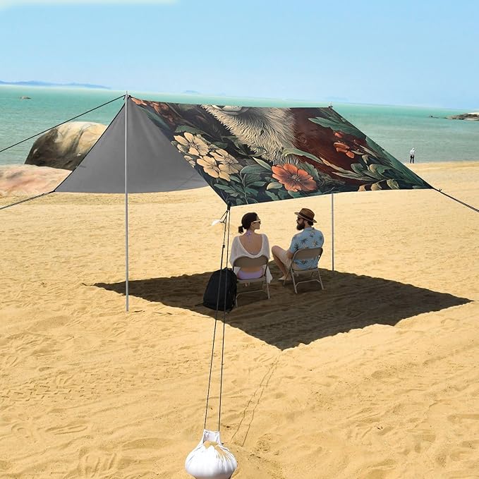 ALAZA Retro Fox Beach Tent Sun Shelter Portable Canopy Sunshade for Outdoor Camping Picnics Backyard Fun 10x9 ft