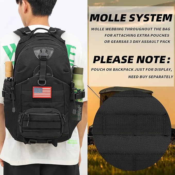 Camo BackpackSmall Tactical Backpack for outdoorMilitary Teen Boys Backpacks for School 30L