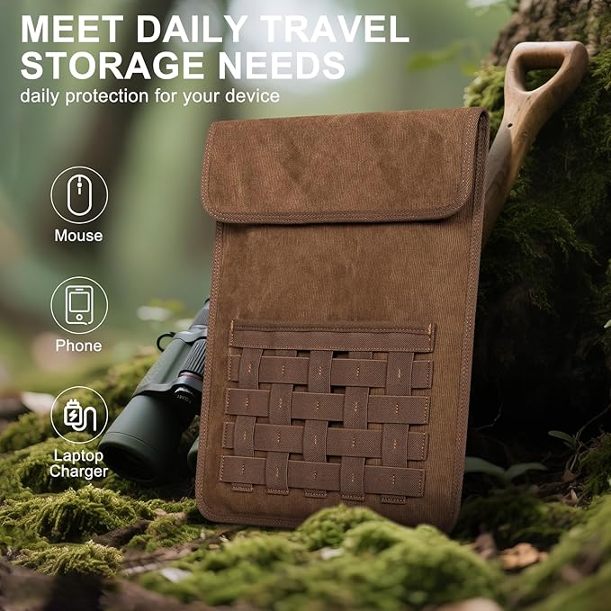 Gexmil Laptop Sleeve 14 Inch Compatible with MacBook Pro M4/M3/M2/M1 Pro/MaxProtective Laptop Travel Case Slim Portable Carrying Bag with Accessory Pocket Brown