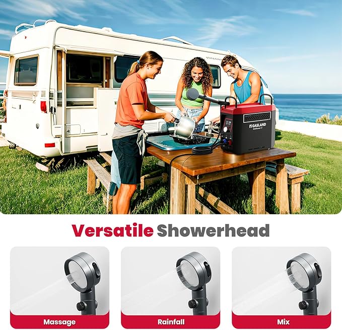 GASLAND Goshower G3 Pro 1lb Propane Portable Water Heater &amp Shower Pump Instant Hot Water for Outdoor Camping Hiking Glamping &amp Vacationing 4000mAh Rechargeable Shower System CSA Certifie