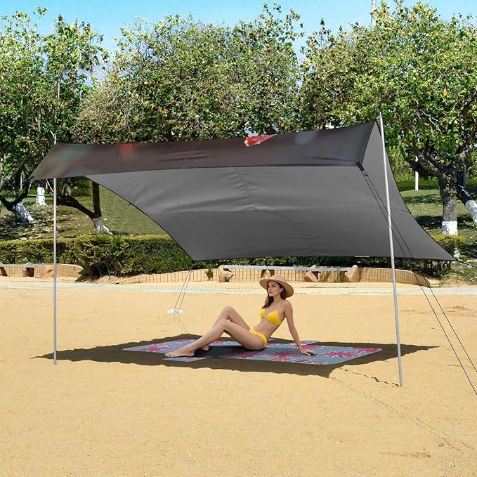 ALAZA Red Rose Flower Drop Beach Tent Sun Shelter UPF50+ Protection Beach Shade Canopy w/ 4 Sandbags for Outdoor Camping Fishing Backyard Fun Picnic 10x9 ft