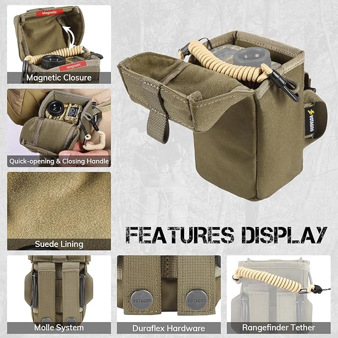 Rangefinder Pouch with Protective Padding and Quick-Release Buckle Molle Compatiblefor Binocular Packs Tactical Hunting Bag Accessory