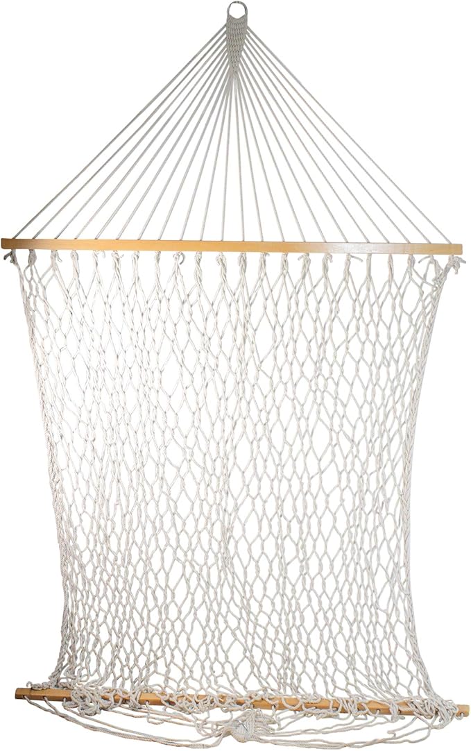 Northlight 78 White Lattice Macrame Netted Hammock with Bars
