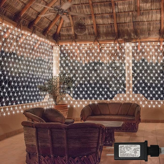 echosari 720 LED Net Lights 20ft x 13ft Large Size Bush Lights Plug in with Remote IP68 Fully Waterproof Outdoor Net Light for Garden Backyard Wall Bush Trees Decor(Cool White)