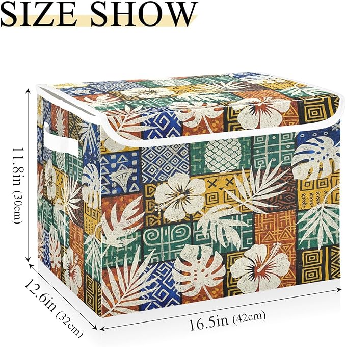 senya Baskets Collapsible Storage Bins with Lids Hawaiian Tribal Storage Boxes Clothes Baskets for Organizing