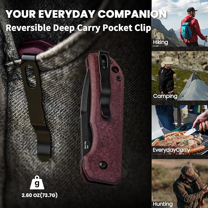 Kizer Nice Guy Pocket Folding Knife 2.84 Nitro V Blade Lightweight Sharp Camping and Hiking Tool Comfort Richlite Handle Liner Lock Flipper V3011A4