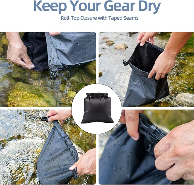 6PCS Dry Bag Waterproof Set – Ultralight Stuff Sacks &amp Waterproof Beach Bags Multi‑Size Camping Gear for Kayaking Boating &amp Travel