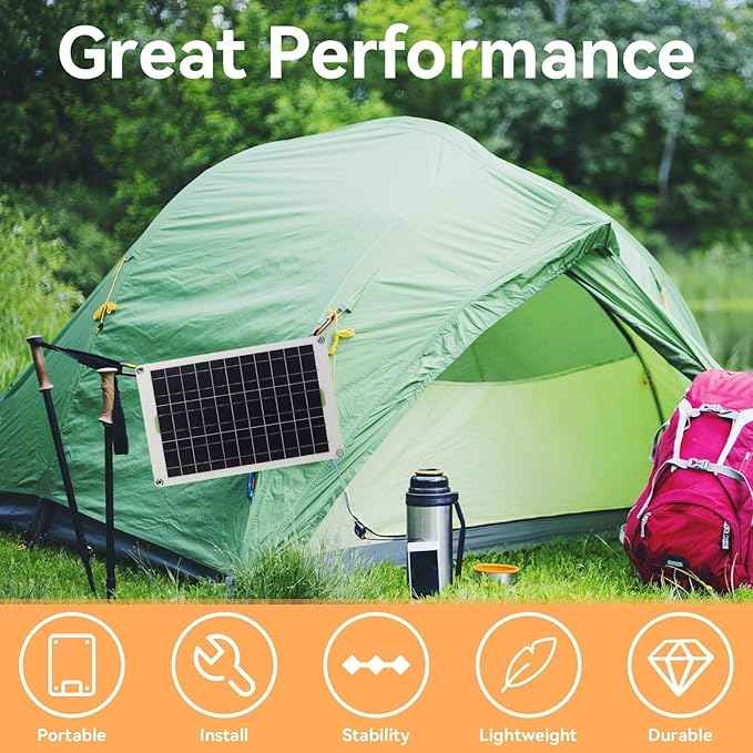 HERCHR 50W 30A Solar Battery Charger 12V 24V Solar Panel Charger Controller Solar Panel for Car Boat Marine RV Trailer Truck