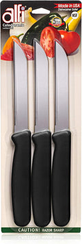 Alfi All-Purpose Knives Aerospace Precision Pointed Tip - Home And Kitchen Supplies - Serrated Steak Knives Set | Made in USA (Classic Black)