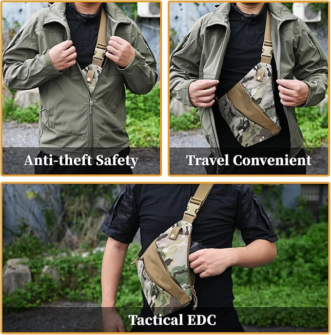 CCW Sling Bag for Concealed Carry Tactical Crossbody Sling Bag with Quick Access Compartment Low Profile Shoulder Chest Bag for Men &amp Women