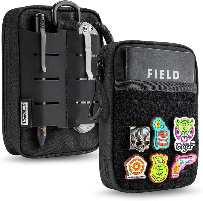 TACTICAL GEEK EDC Compact Waist Pocket Pouch Men EDC Pouch Organizer Multi-Purpose Molle Tool Pouch for Multitools Utility Tool Organizer Bag for Daily Essentials Carry (Block E3.0-BK)