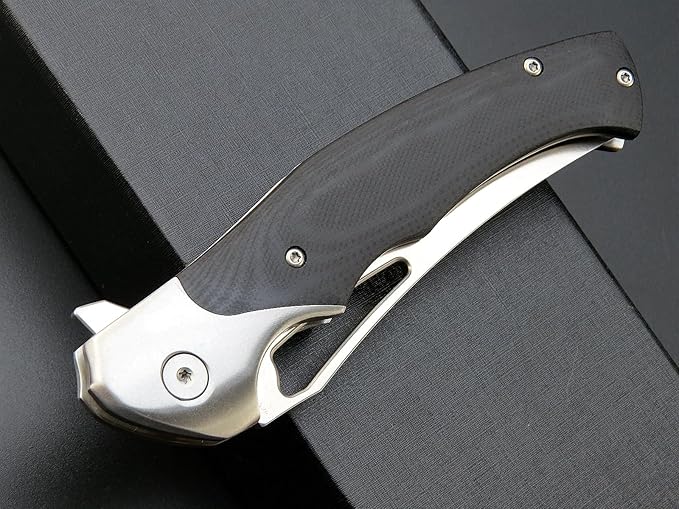 Eafengrow EF7 Folding Knife K110 Steel Blade G10&amp Stainless Steel Handle EDC Tool Knives for Outdoor Working Camping Hiking(black)