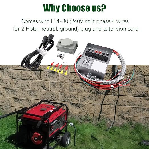 31406CWK 30 Amp 6-Circuit Pro/Tran Transfer Switch Kit Fit for for Generators (7500 Watts) Steel Plug-in Blade Terminal Gray