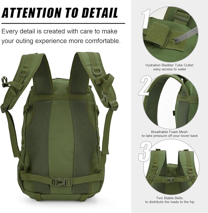 Jueachy Tactical Backpack for Men Hiking Day Pack Molle Military Rucksack Waterproof 30L EDC Bag with USA Flag Patch