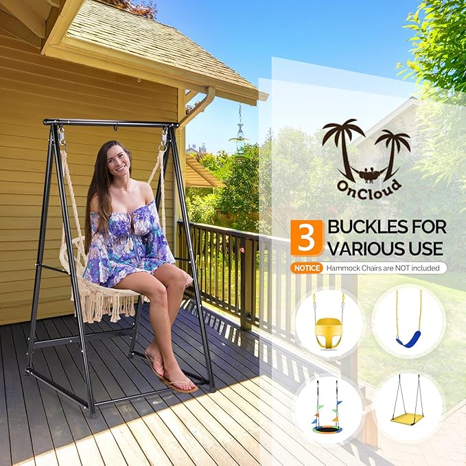 ONCLOUD Hammock Chair Stand Heavy Duty Steel Stand with Stable Construction 660 LBS Weight Capacity Weatherproof Hammock Stand for Patio Garden Indoor