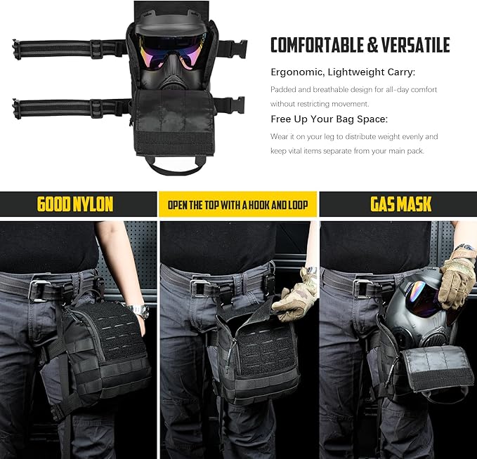 Tactical Gas Mask Leg Pack | Adjustable Respirator Pouch for Emergency Preparedness &amp Outdoor Activities