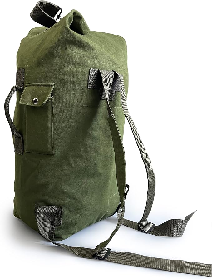 Top Load Backpack Travel Camping Large Bag Tactical Military Match Duffel Bag Double Strap Canvas Backpack Army Green Carryall Bag 31