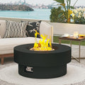 32.5 Inch Propane Fire Pit Table 50000 BTU Round Patio Fire Pit Table Outdoor CSA Certified Stainless Burner with Steel Lid Waterproof Cover &amp Lava Rocks for Backyard Garden Black