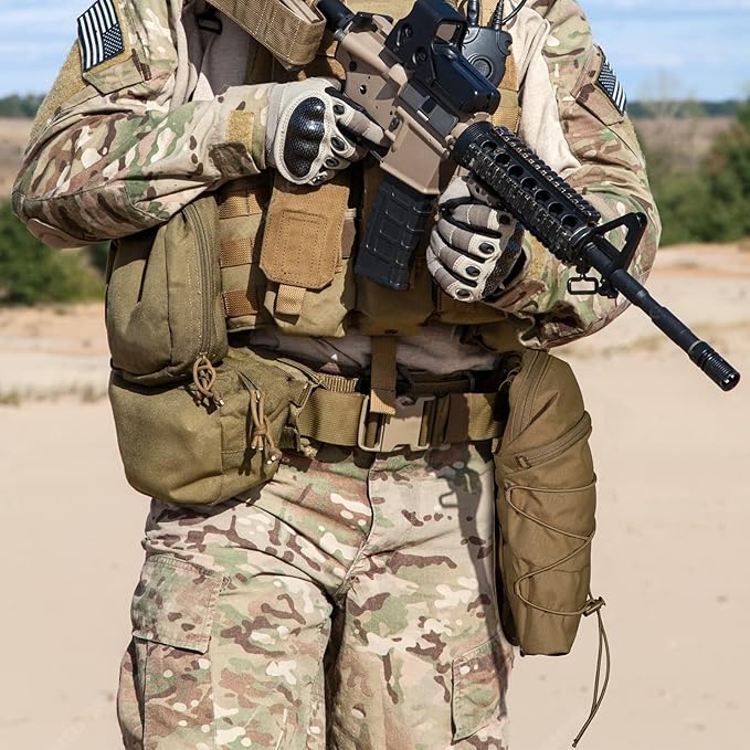 Tactical General Purpose Pocket 12x5 GP Pouch 1.5L Hydration Bag Carrier Backpack Organizer MOLLE + Belt