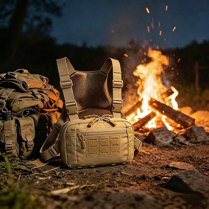 Tactical Chest Pack EDC Chest Bag Utility Molle Chest Rig Pouch with CCW Compartment Adjustable Strap Admin Pouch