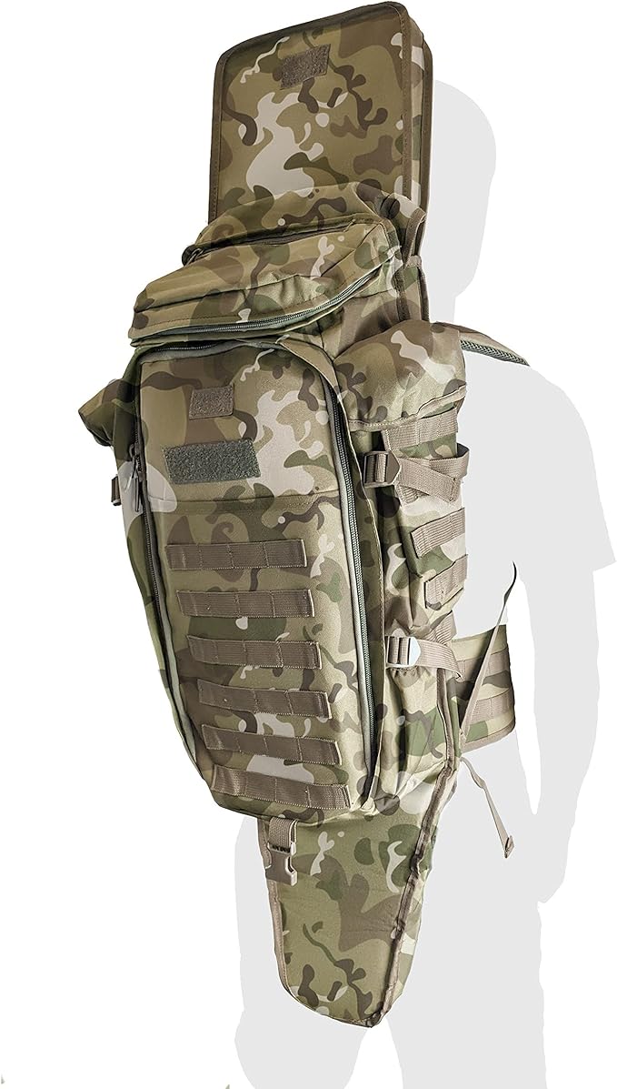 Silfrae Tactical Rifle Backpack Long Rifle Bag Molle Military Backpack for Trekking Hunting Camping