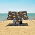 ALAZA Skull Pumpkin Star Pattern Beach Tent Sun Shelter UPF50+ Protection Beach Shade Canopy w/ 4 Sandbags for Outdoor Camping Fishing Backyard Fun Picnic 10x9 ft