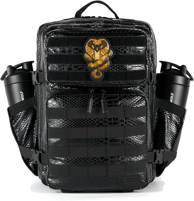 WOLFpak 35L Athletic Gym Backpack (King Cobra) - Durable 1000D Waterproof Oxford Material with MOLLE Webbing Laptop Pocket &amp Dual Cup Holders Durable Fitness/Travel/Military Daypack