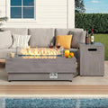 IRONCK 43-inch Outdoor Propane Fire Pit Table w Tank Table CSA Certified 2 in 1 Rectangular Patio Fire Pit w Glass Rocks Wind Guard and Cover 50000 BTU Outside Heater for Pool Vintage Gray