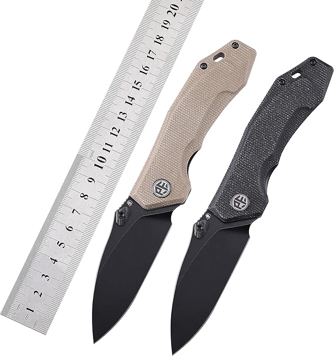 Petrified fish PFP04 Havrog3.15 K110 Stonewashed Blade 127g Micarta Handle Liner lock Folding knife (Stonewashed Khaki)