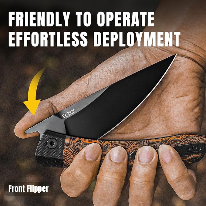 Kizer Momo Pocket Folding Knife 4.11” 14C28N Blade EDC Pocket Knife with Damascus G10 Handle Front Flipper Camping Folding knife for Men Women Sharp Hunting Survival Hiking Knives V4663M2