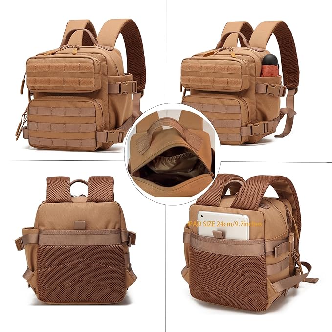 9L Mini Tactical Backpack Multi-Purpose RucksackSmall Gym Bag EDC Molle for Men and Women (Purple)