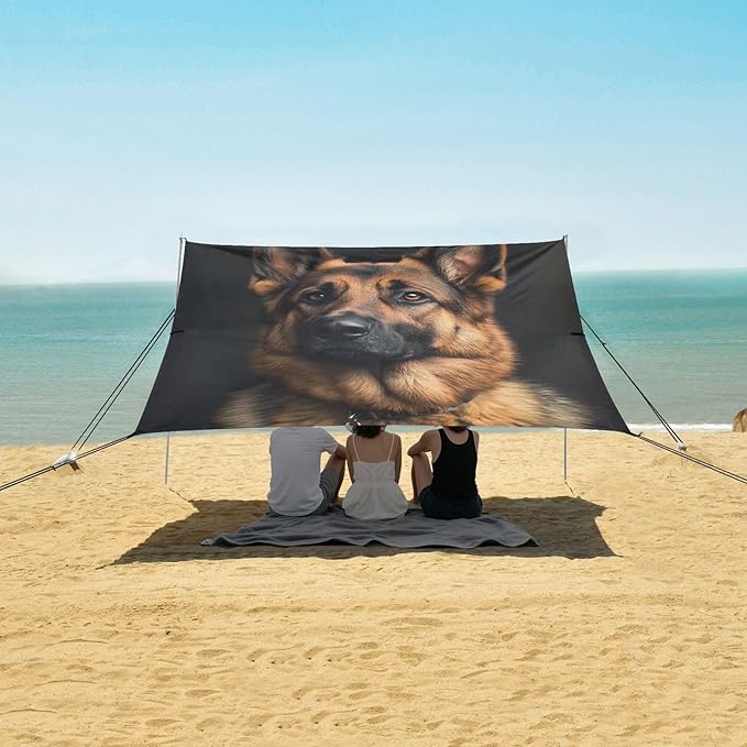 ALAZA German Shepherd Dog Portrait Beach Tent Sun Shelter Portable Canopy Sunshade for Outdoor Camping Picnics Backyard Fun 10x9 ft