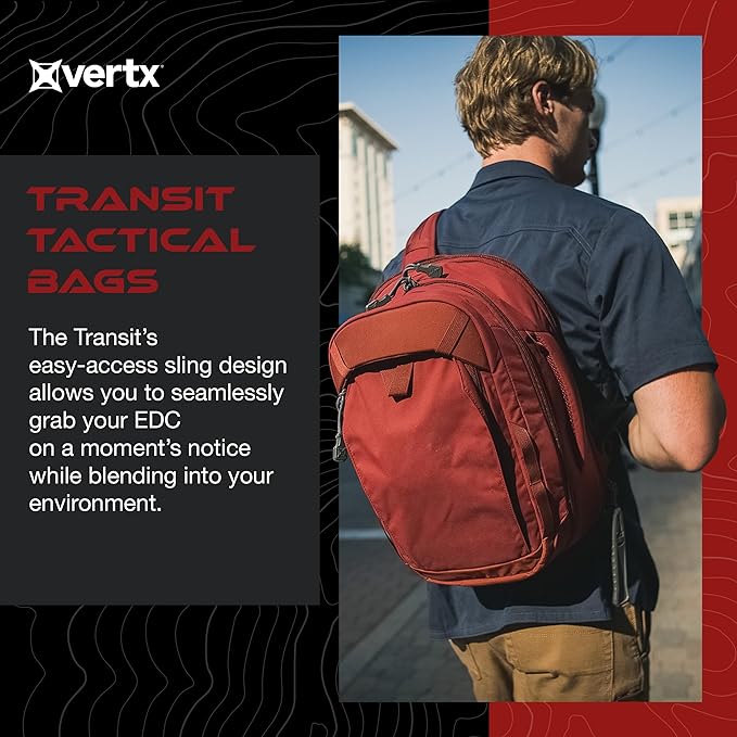 Vertx Transit Tactical Bag Sling Backpack 17L Backpack for Conceal Carry (CCW) Travel Work Tactical Gear Rudder Green - One Size