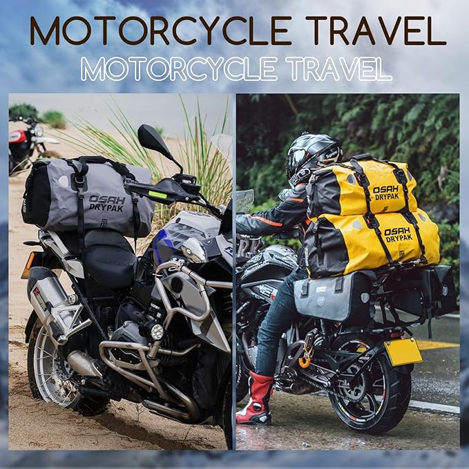 Waterproof Duffel Bag - Motorcycle Dry Bag Tail Bag with Large Storage Space Waterproof Luggage Duffle Bags with Outer Mesh Zipper Pocket for Camping Kayaking Fishing &amp Traveling
