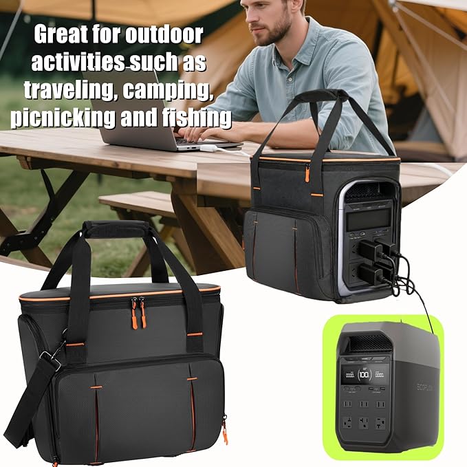 Carrying Case for EcoFlow Delta 3 &amp Delta 3 Plus &amp 3 Classic Quick-Access Side Opening Bag with Adjustable Shoulder StrapSoft Durable Generator Protective Cover for Outdoor Travel &amp Camp