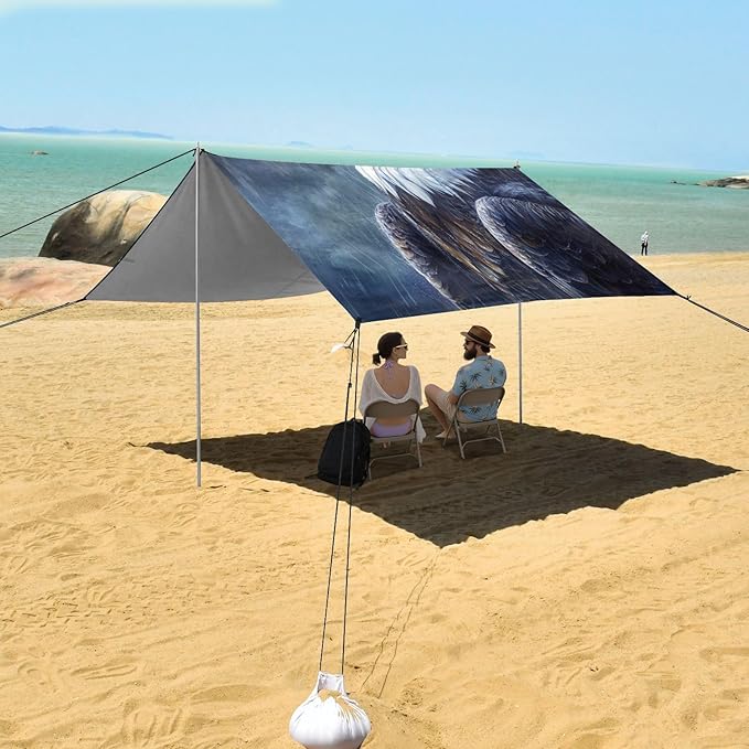 ALAZA Eagles Storm Rain Beach Tent Sun Shelter Portable Canopy Sunshade for Outdoor Camping Picnics Backyard Fun 10x9 ft