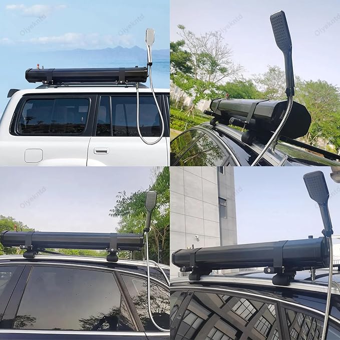 Portable Camping Shower Roof Rack Mount Road Shower Solar Heating Pressurized Water Tank Camping Shower Water Storage for Hiking Car Wash Beach Vacation20L/5.28gal