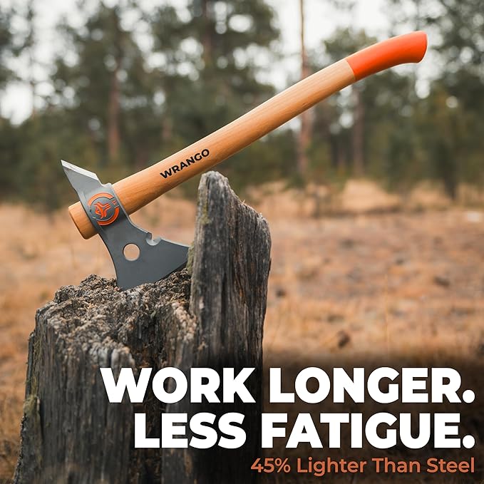 Wrango Tools - Titanium Tomahawk Axe - 45% Lighter Industrial Strength Titanium - Precision Triple-Honed Edge - 18in &amp 11.5in Hickory Handles - 5% Donated to Help Farmers
