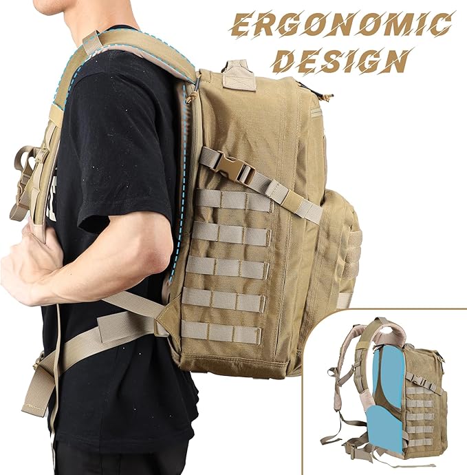 MGFLASHFORCE Molle Military Tactical Backpack for Men 30L Daypack Army Rucksack Pack Bug Out Bag 15.6 Laptop Compartment (Coyote Brown)