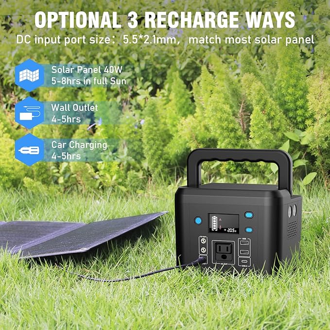 200W Portable Power Station Powkey 120Wh/33000mAh Power Bank with AC Outlet 110V 6 Outputs Solar Generator External Battery Pack with LED Light for Home Use and Outdoor Camping