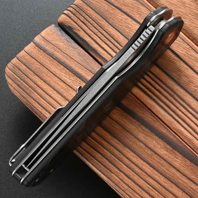FF19 Folding Pocket KnifeD2 Steel Blade Carbon Fiber Handle EDC Tool Knife for Outdoor Camping Hunting Fishing Working(Black)